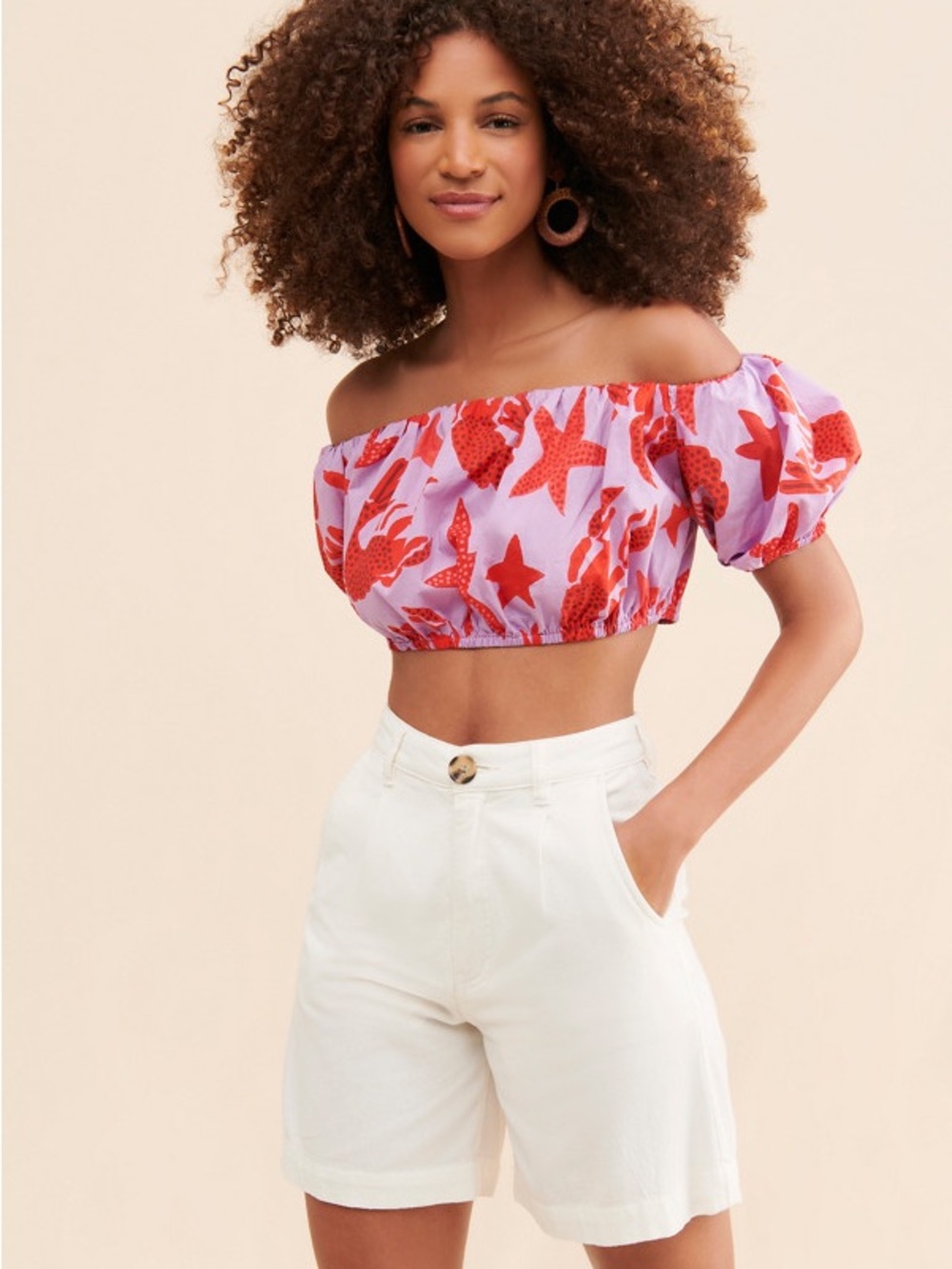 NWT Farm Rio Lobster Sky Crop Top Size Small